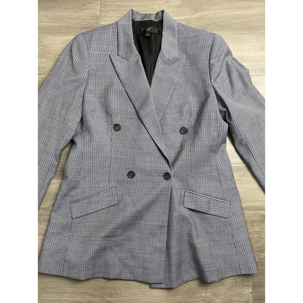 J Crew 365 Houndstooth Plaid Double Breasted Blazer Jacket Womens Size 6